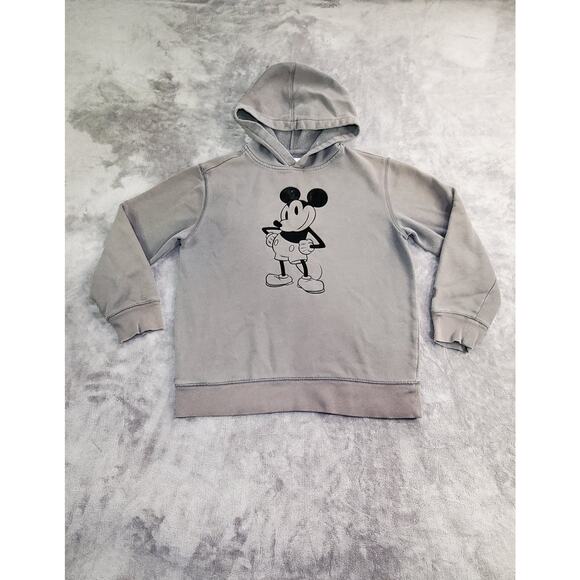 Gap Kids Sz L Disney Dark Gray Mickey Mouse Sweatshirt Hoodie Retro Y2K C6-9 - Picture 1 of 8